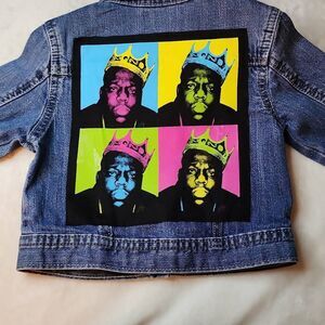 The Notorious B.I.G. Biggie Upcycled Genuine Kids Denim Jacket Size 4t